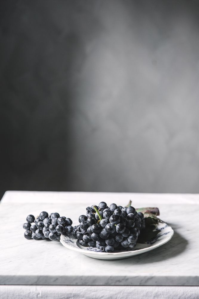 Bunch of grapes on plate