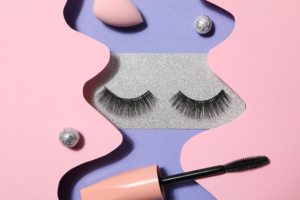 False eyelashes, concept of different makeup accessories