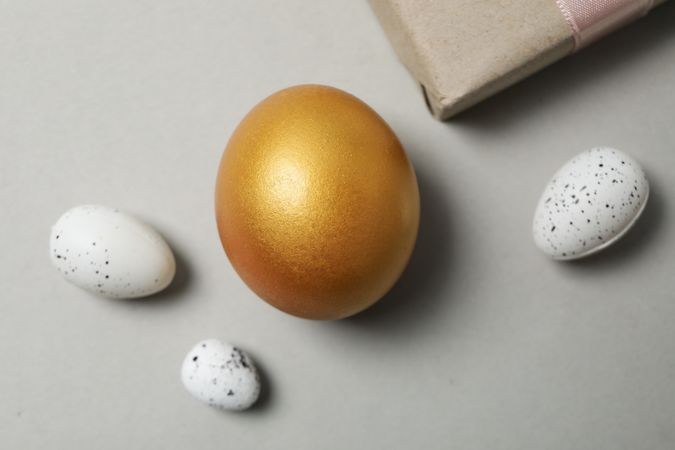Pension rewards, returns and investment funding concepts, golden egg