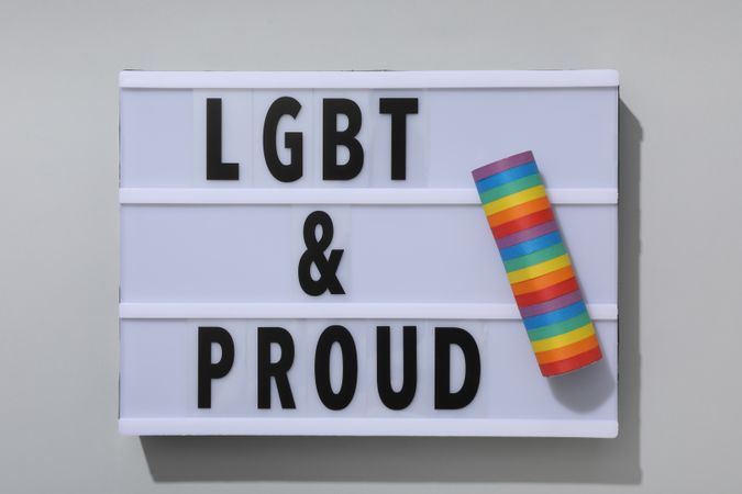 LGBT parade concept, inscription on light board.
