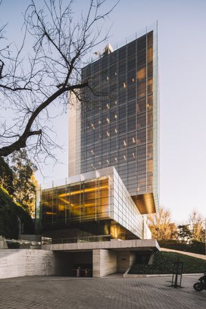 Multi storey building with parking on the ground floor