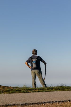 Man walking on the mountain