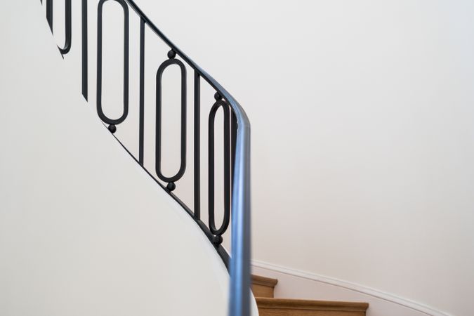 Classic wooden staircase with wide wooden steps