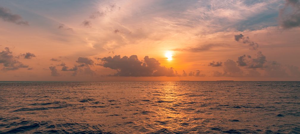 Beautiful sunset in the Maldives, wide