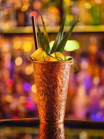 Moscow mule cocktail with cucumber