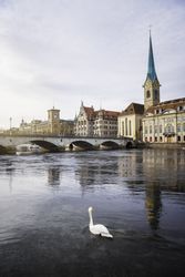 Zurich old town city center with bridge