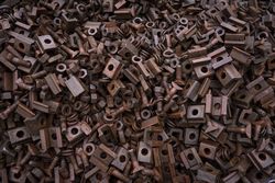 Metal pieces in a pile collected for recycling