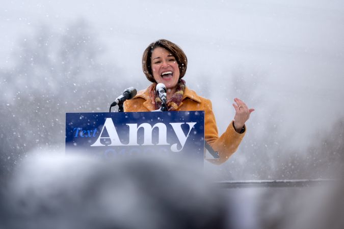 Minneapolis, Minnesota, USA - Feb 10, 2019: Senator Amy Klobuchar announces her run for president