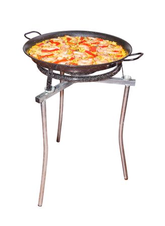 Traditional spanish paella in a pan