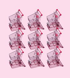 Nine mini toy shopping carts