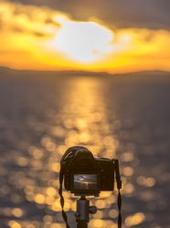 Modern DSLR camera on a tripod