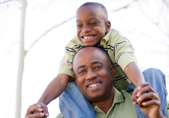 Man and Child Having Fun