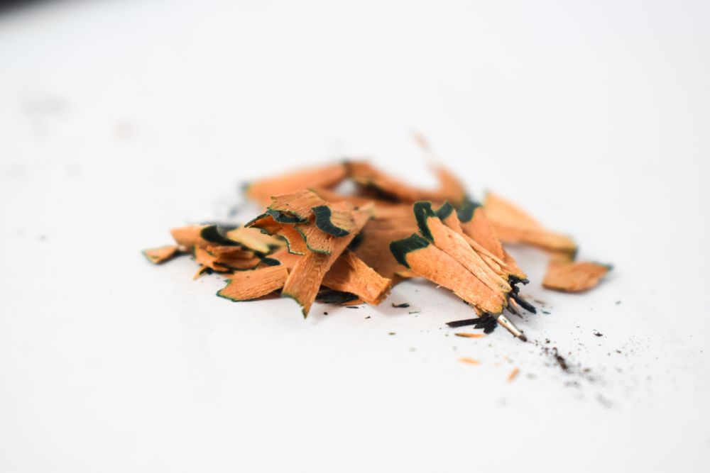 Shavings from sharpened pencil with space for text