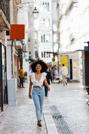 Black female on urban background