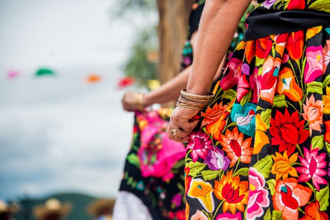 Two women wearing Chiapas dresses