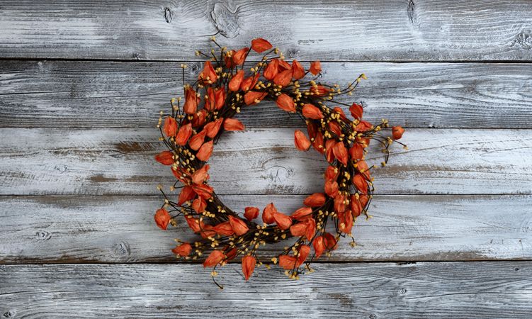 Orange autumn wreath decoration for the season