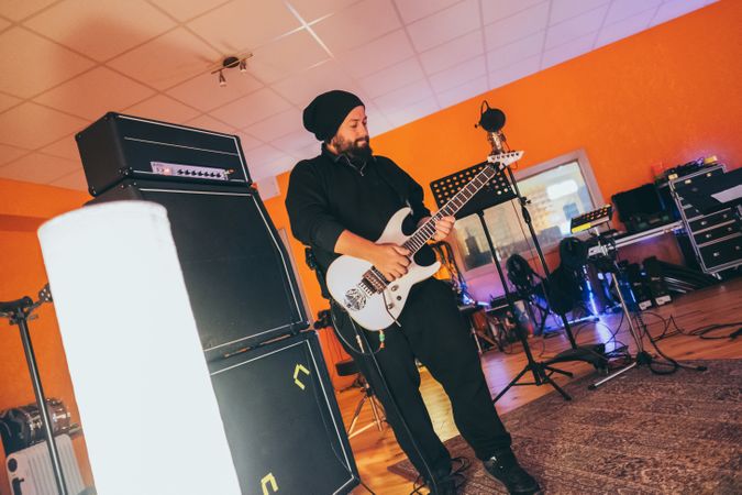 Musician playing guitar