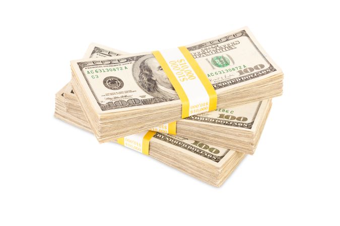 Ten Thousand Dollar Stacks of One Hundred Dollar Bills