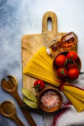 Top view of pasta ingredients
