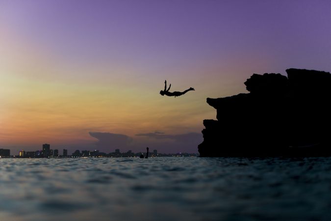 Person diving into water