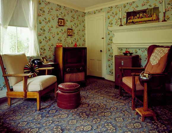 1950s living room interior at Strawbery Banke Museum, Portsmouth, New Hampshire