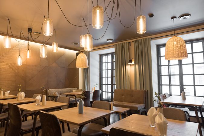 Interior of cozy restaurant