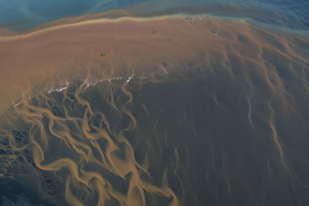 Aerial shot of the Icelandic coast line