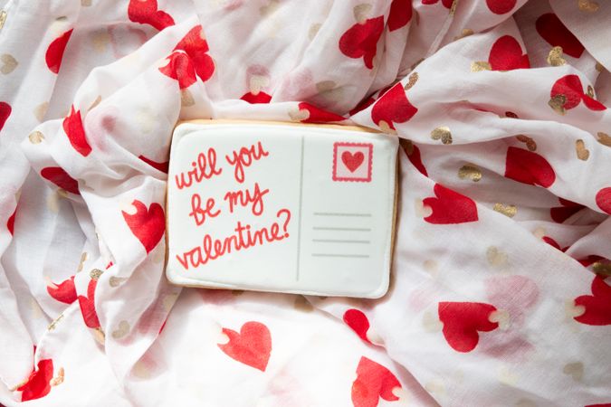 Valentine's Day theme with a love message. Flat lay