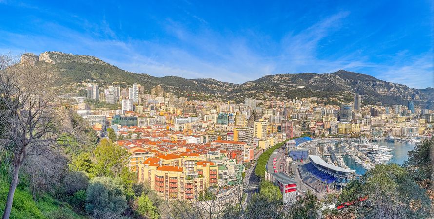 Panoramic view of of Monaco and the F1 bleachers