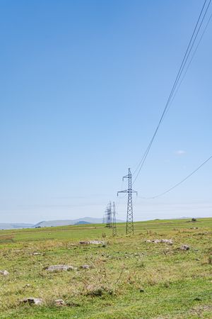 High voltage electricity tower landscape