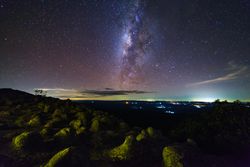 Landscape milky way galaxy with cloud and space dust in the universe, Long exposure photograph, with grain.