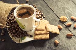 Cup of coffee and biscuits