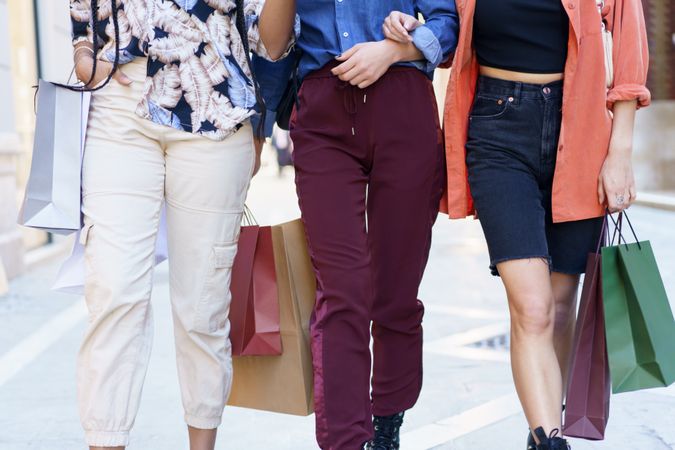 Cropped shot of three women on a shopping trip