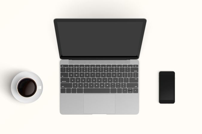 Modern workspace with  copy space on color background