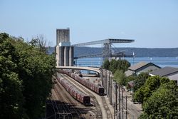 Train yard on the waterfront Tacoma, Washington