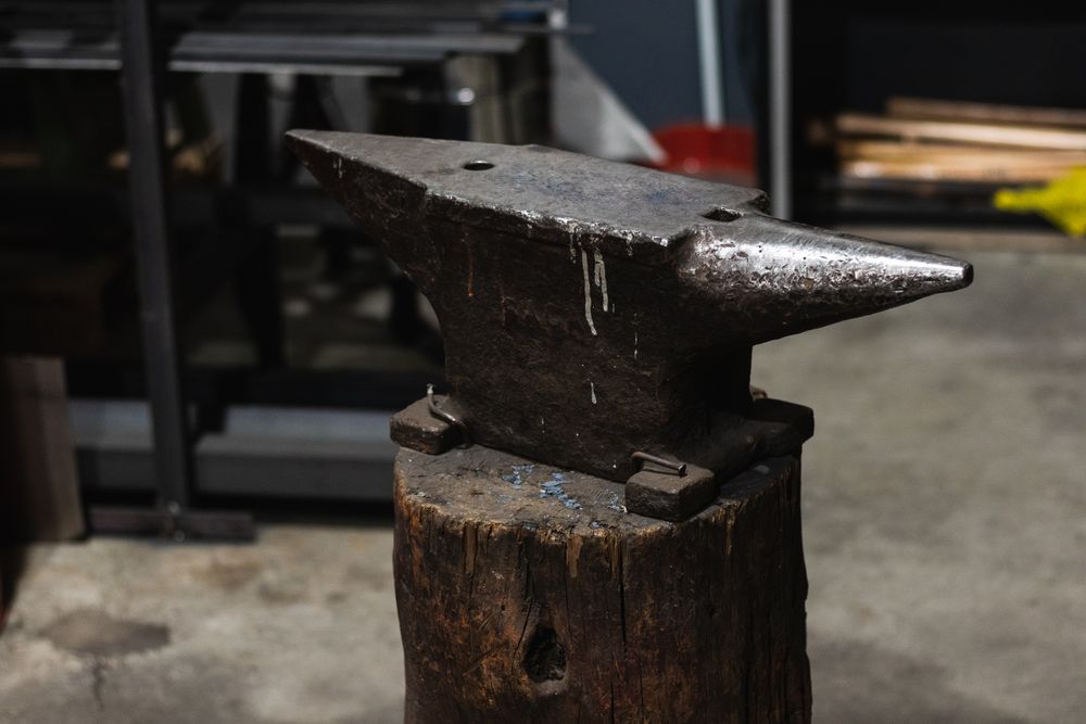 Metal anvil in workshop for metalwork