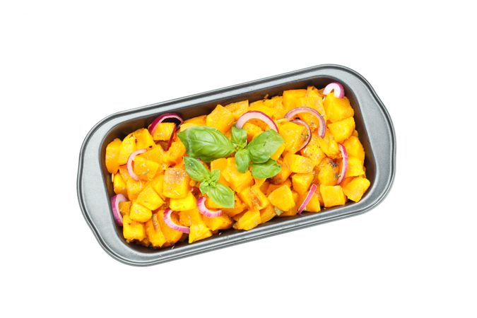 Baked pumpkin isolated on blank background