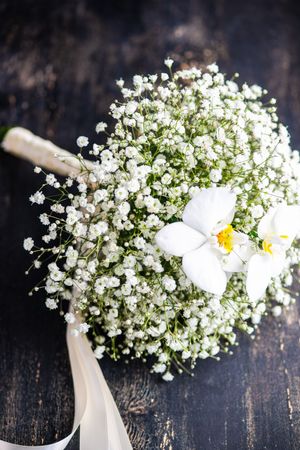 Bridal bouquet of gypsophila paniculata flowers