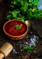 Traditional Georgian sauce in bowl- satsebeli