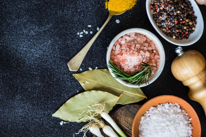 Counter with salt and seasonings