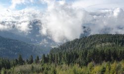 Mountain landscape covered in clouds