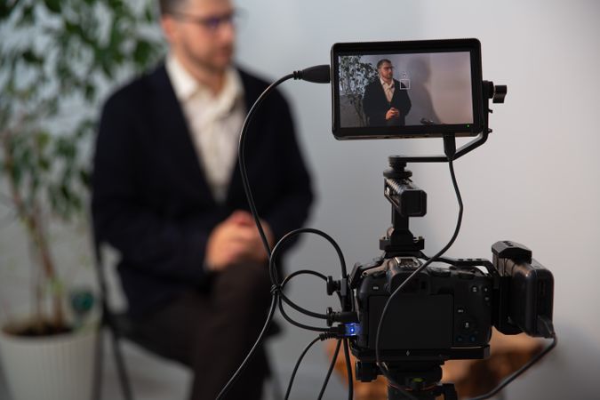 Camera Recording Blogger Interview