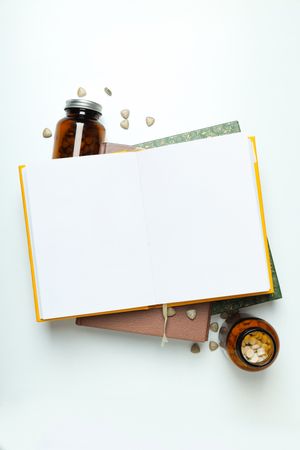 Medical literature - composition with books, space for text