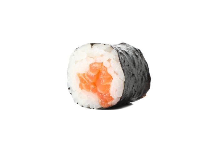 Delicious sushi roll isolated on plain background