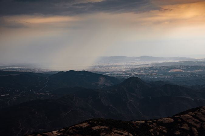 Views of the Montserrat Mountain with storm
