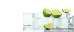 Ice cubes and slices of lime, wide, copy space bexBA4