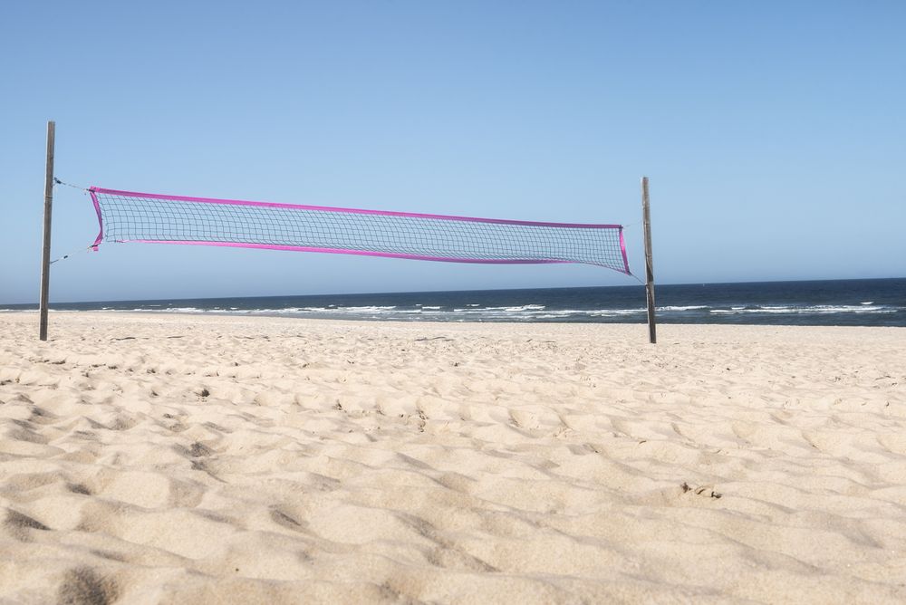 Beach with volleyball net