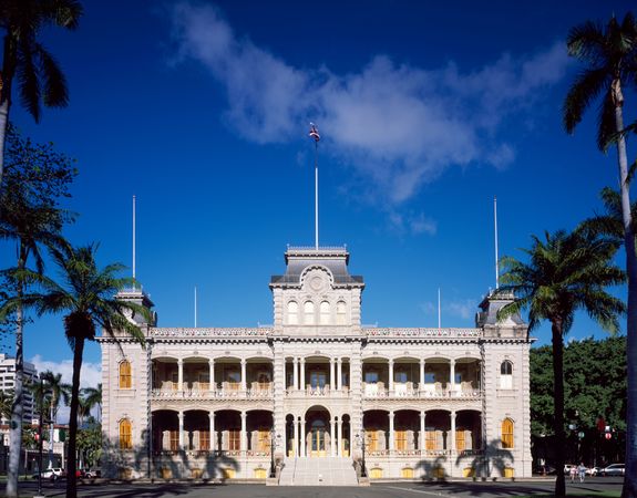 ʻIolani Palace, in the capitol district of downtown Honolulu in the U.S. state of Hawaiʻi