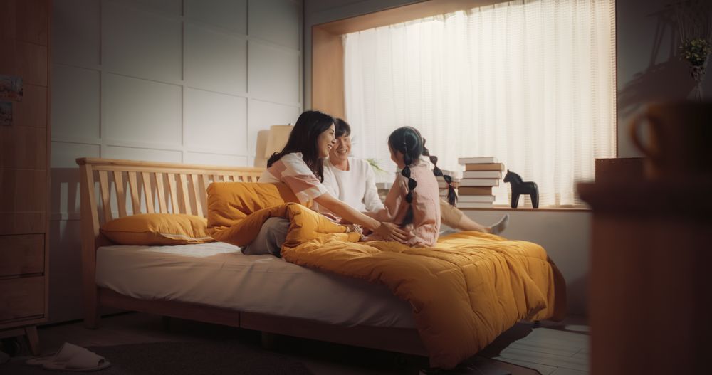 Active and Playful Child Waking Her Parents Up to Face a New Day.