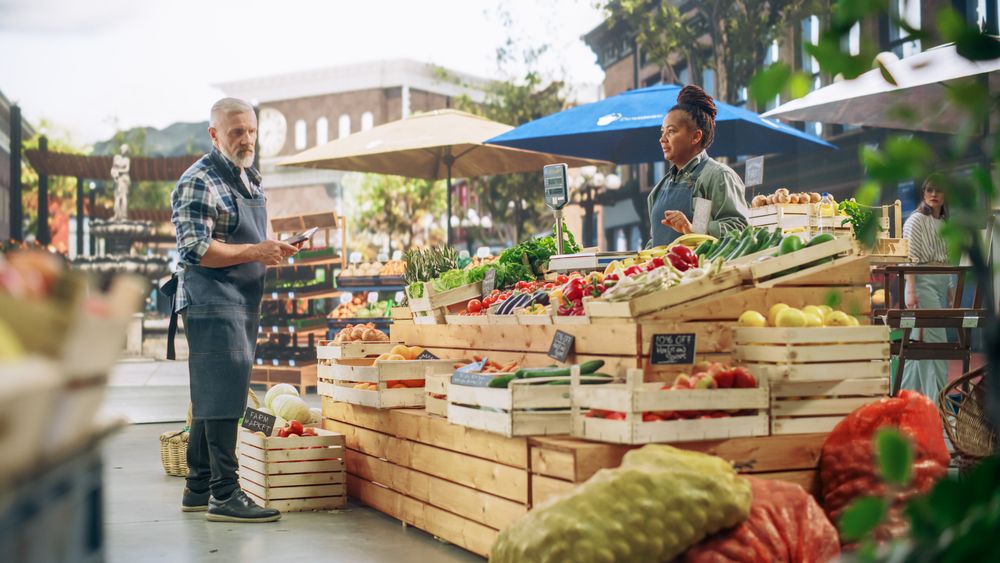 Diverse Business Partners Running a Successful Natural Farm Marketplace